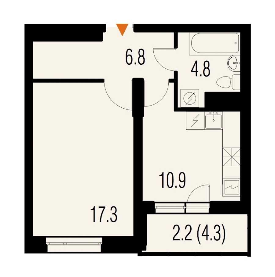 Однокомнатная квартира в : площадь 42.6 м2 , этаж: 11 – купить в Санкт-Петербурге